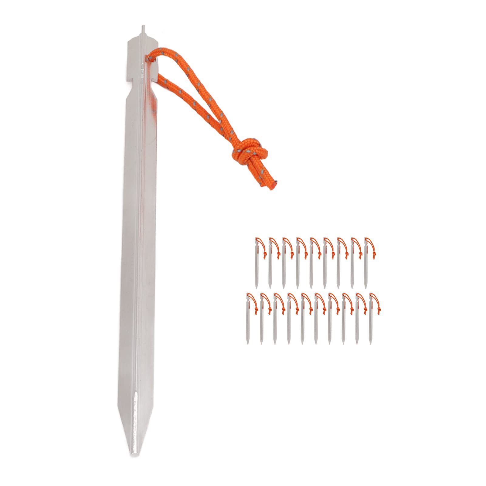 Picchetti per Tende Resistenti per Accessori da Campeggio Picchetti in Lega di Alluminio Ultraleggera da 18 Cm con Corde per Avventure All'aria Aperta (Argento Bianco)