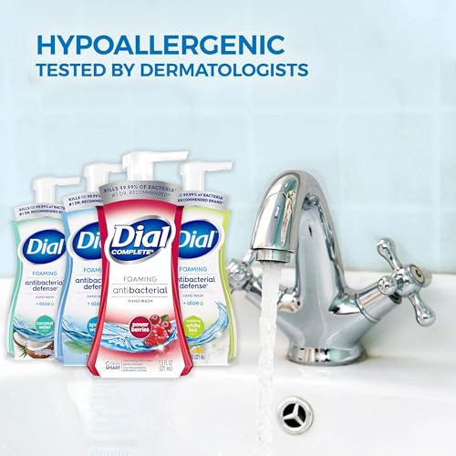Dial Foaming Hand Wash Variety Pack, 4 Count, Assorted Scents Hand Soap in Pump Bottles, Coconut Water, White Tea, Power Berries, Spring Water, Gentle Moisturizing Aloe Vera Formula, 10 fl oz Each - Image 6