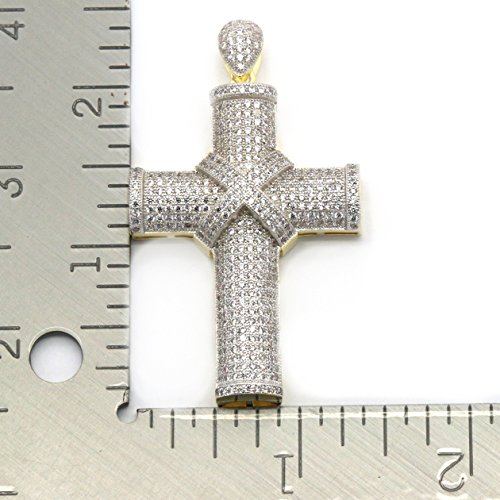 14K Gold Plated Hip Hop Staple X Cross Pendant W/ 3Mm 30" Cuban Chain #TOP5