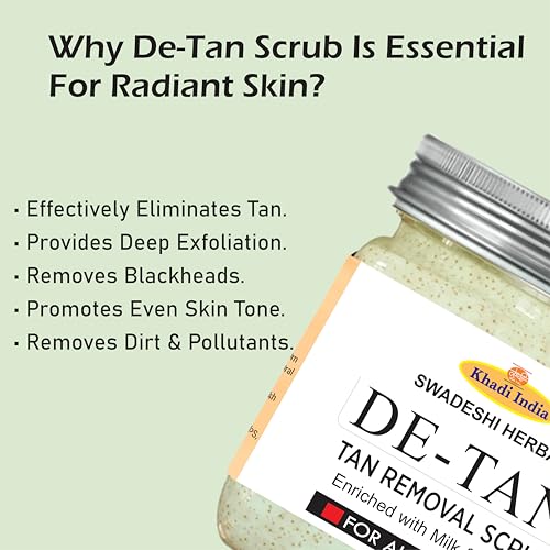 Image of Khadi Natural De-Tan Scrub for Face & Body (400gm) | Tan Removal & Skin Brightening Exfoliating Scrub | Removes Dead Skin, Blackheads & Impurities | For Men & Women