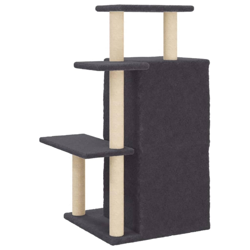 Tiragraffi con colonne tiragraffi in sisal, grigio scuro, 97 cm, robusto albero da arrampicata in legno con grotta, amaca e cuccia per gatti in appartamento e balcone