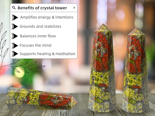 Image of Crystal Heaven Certified Dragon Bloodstone Crystal Tower Obelisk Point For Chakra, Healing And Balancing - Aaa Grade Original Certified Gemstone Agate For Reiki Meditation Yoga Spiritual (3-4 Inches)