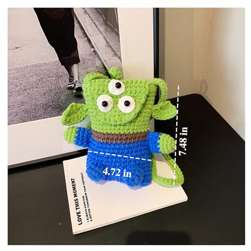 Knitted Kawaii Wallet, Cute coin purse, Kawaii Messenger Bag for Women, Handmade Purses and Crossbody suitability Animal purses for Women Girls (blue-green)2