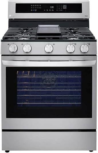 LG 5.8 cu. ft. Smart Wi-Fi Enabled True Convection InstaView Gas Range Oven with Air Fry in Printproof Stainless Steel