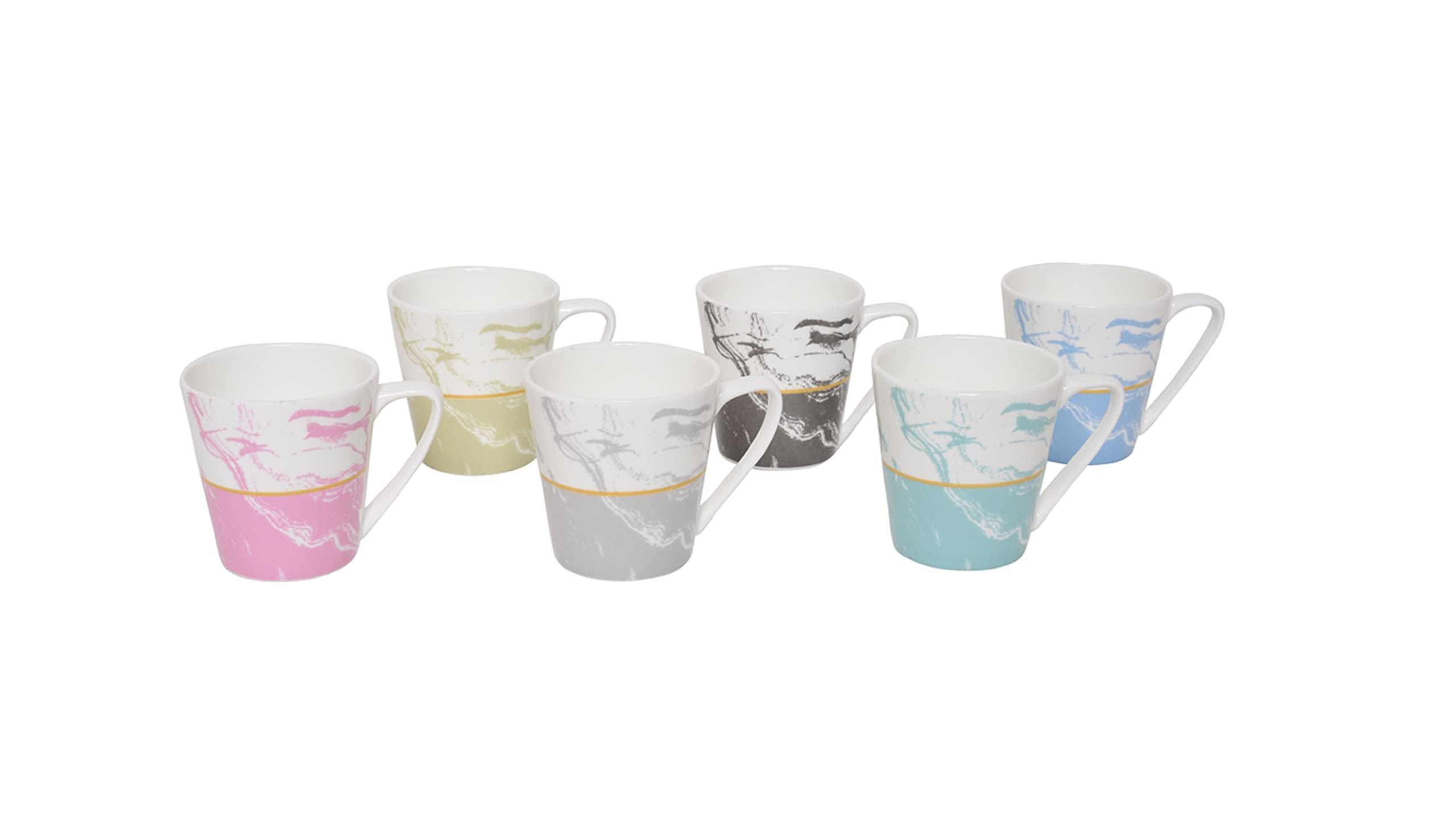 Saaikee Tea Coffee Cups for Kittchen & Dining Table Bone China Printed Multicolour Set of 6 (160 ML) (Colour May Vary) 1