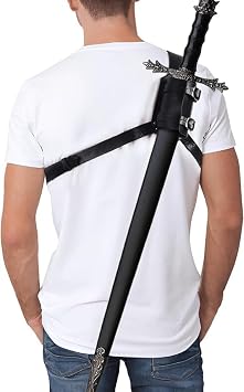 Medieval Leather Back Sword Shoulder Frog Adjustable Sheath Holster Renaissance Warrior Costume Accessory Mercenary Sword Holster