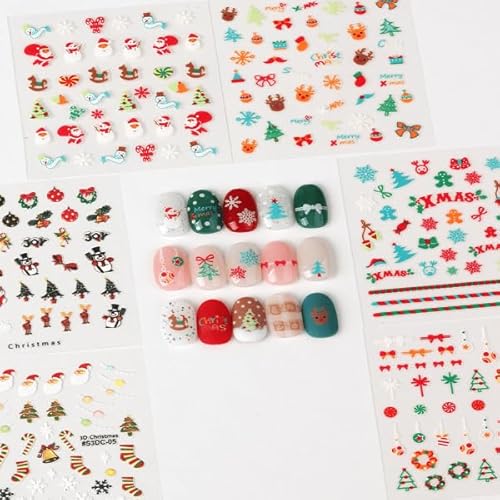 30Sheet 3D Christmas Nail Stickers - Korean Made Holiday Nail