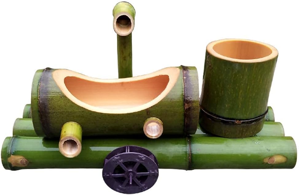 Bamboo Water Fountain with Water Pump, Water Feature Spout Indoor Outdoor Flowing Zen Garden Decoration, Feng Shui Wheel Sculptures/Statues,55cm