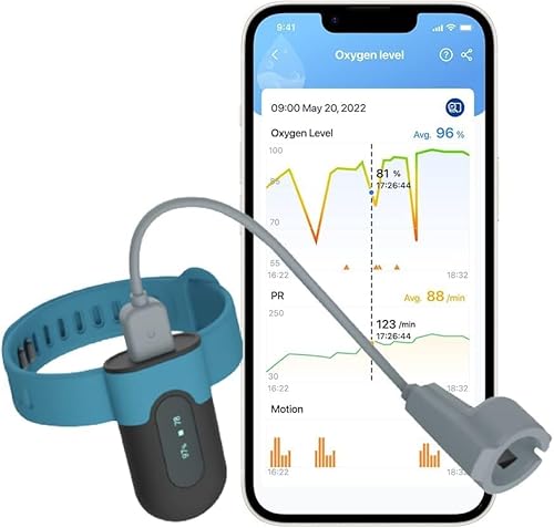 Viatom - Pulso Oxímetro para Muñeca y Dedo, Medición de Saturación Oxigénica, Seguimiento del Sueño con Recordatorio Vibratorio y Aplicación Bluetooth
