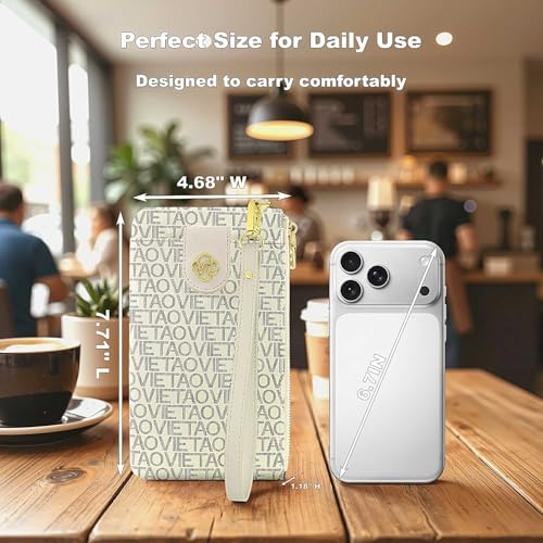 Image of Wristlet Wallets for Women, Leather Card Phone Holder RFID Blocking Large Capacity Clutch Purse Perfect for Ladies Daily Use and Travel - White