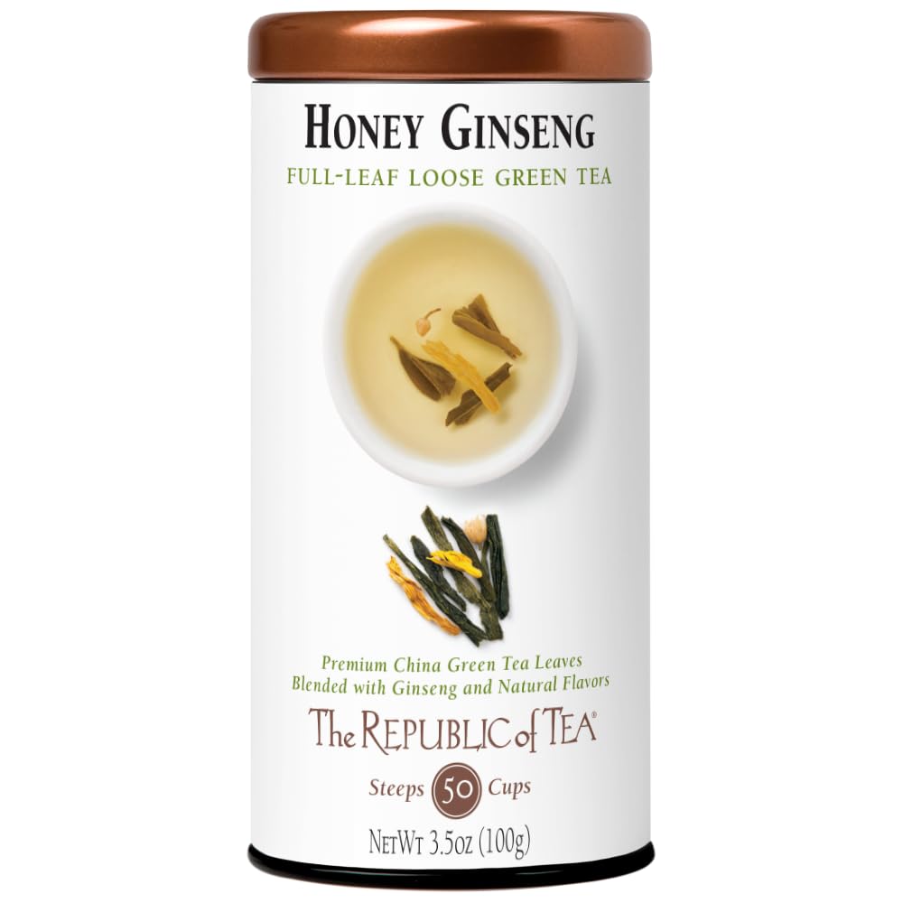 The Republic of Tea Honey Ginseng Full-Leaf Tea, 3.5 Ounces / 50 Cups