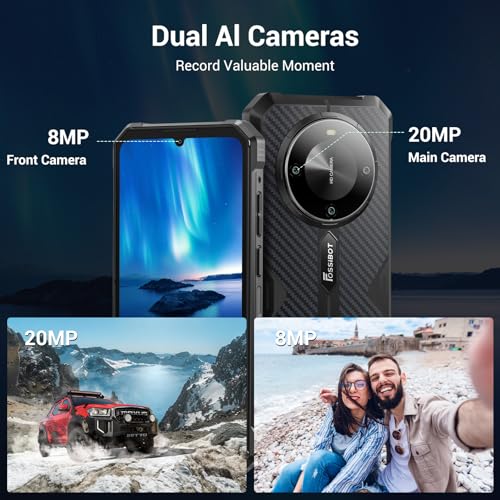 Image of FOSSIBOT F119-114 Rugged Smartphone Unlocked,12+64GB /128GB Cellphone,10000+mAh Battery,20MP+8MP Waterproof Phones, 6.745 inch HD Display Display,IP68 /IP69K /Dual Sim /2026 Black