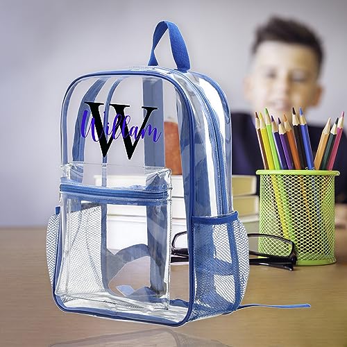 Personalized Name Clear Backpack,Custom Letter Clear Packpack,Heavy Duty Pvc See Through Transparent Backpack2