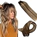Produktbild LaaVoo 16 Zoll 100g pro Paket Doppelseiten Echthaar Haar Bundles #4/18/4 Dunkelbraun zu Aschblond Mischen Dunkelbruan Hair Bundles for women