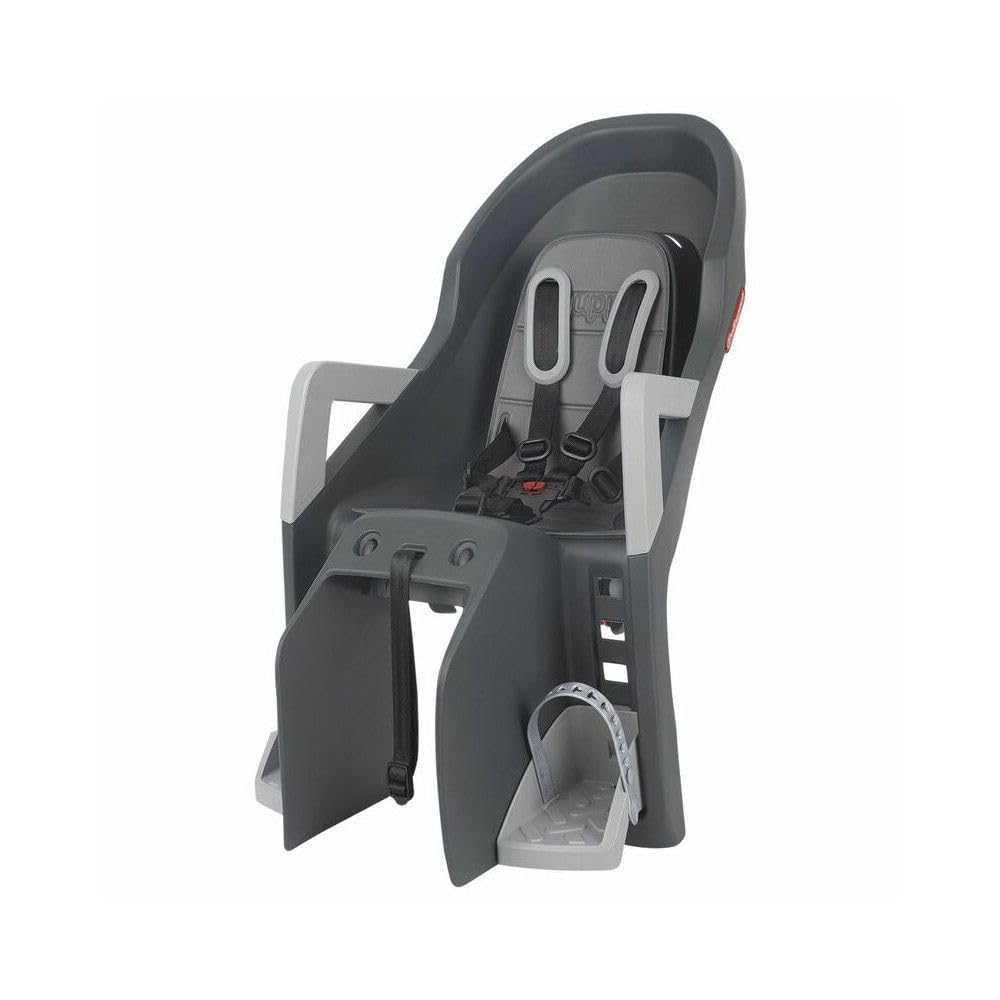 Polisport 8640000012 - Siège arrière Guppy Maxi+ CFS pour vélos avec Roues de 26'' à 28'' adapté aux Enfants de 9 à 22Kg avec ancrage sur Le Porte-Bagages en Color Gris Foncé/Argent