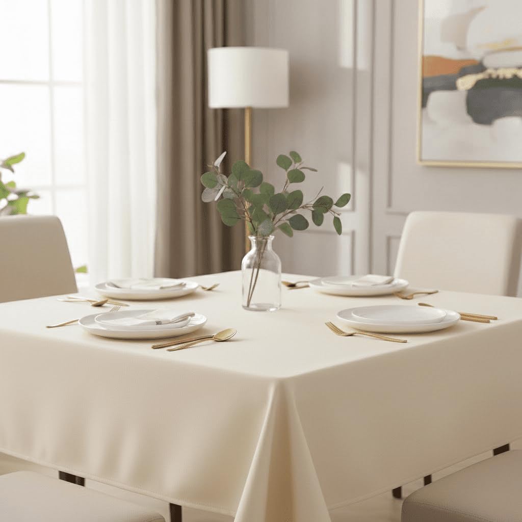 AK TRADING CO. 54" x 54" Polyester Square Tablecloth - Perfect for Any Occasion Like Parties, Wedding, Buffet Decoration, Indoor & Outdoor Use (Ivory) image 5