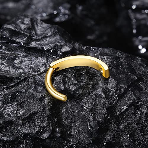 Vojo 14G G23 Titanium Clicker Belly Button Ring,10/12Mm Reverse Curved Hoop Navel Barbell Body Jewelry (Gold Diamonds,14G 12Mm) #TOP5