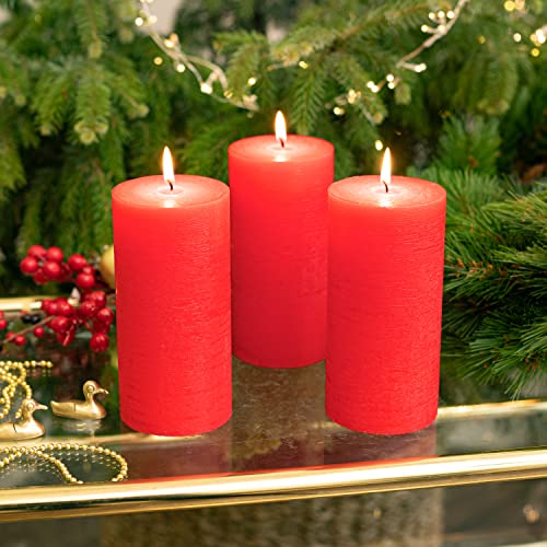 Bougies pour la maison rustiques et assorties en lot de 3 piliers