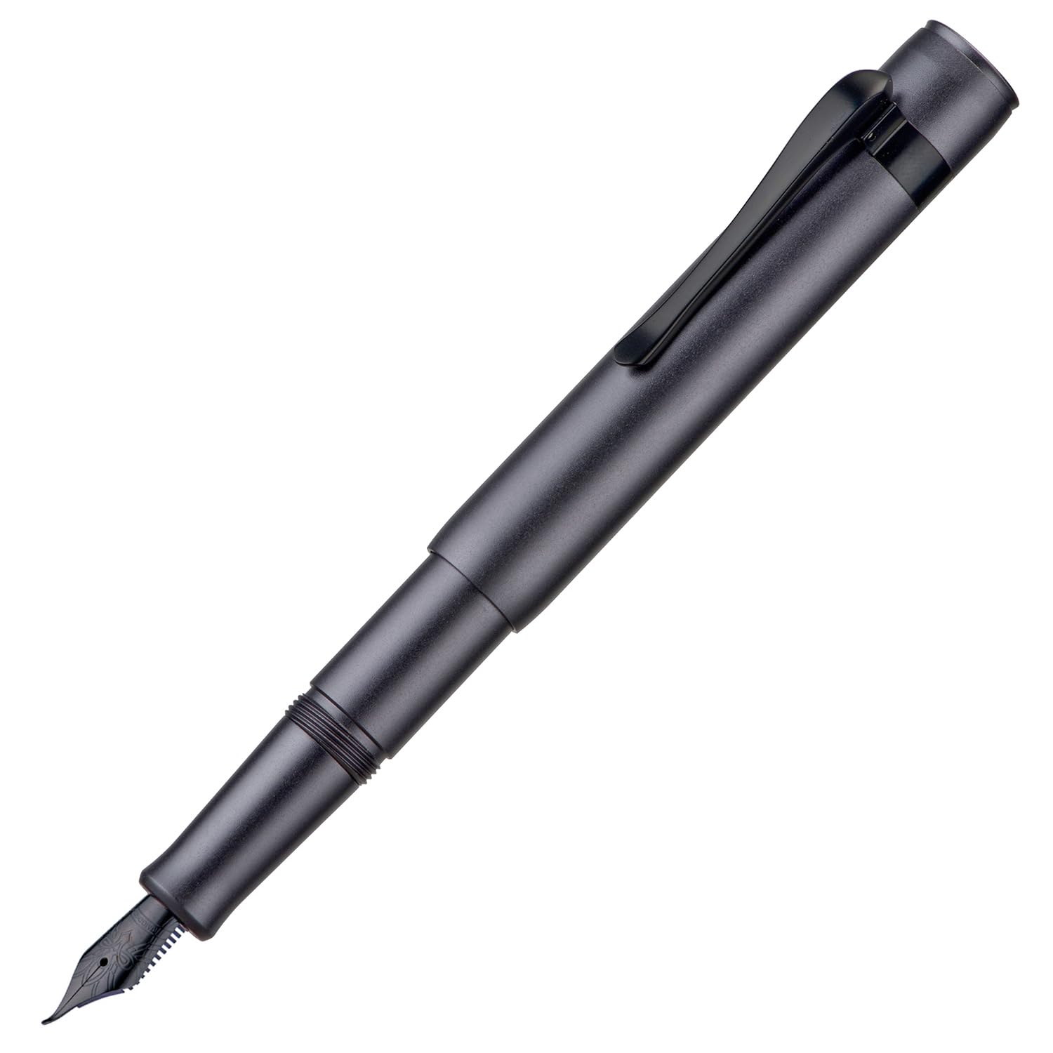 Hong Dian M2 Black Forest Mini Fountain Pen, Bent Nib and Elegant Design in Short Travel Aluminium, Space Grey - Image 2