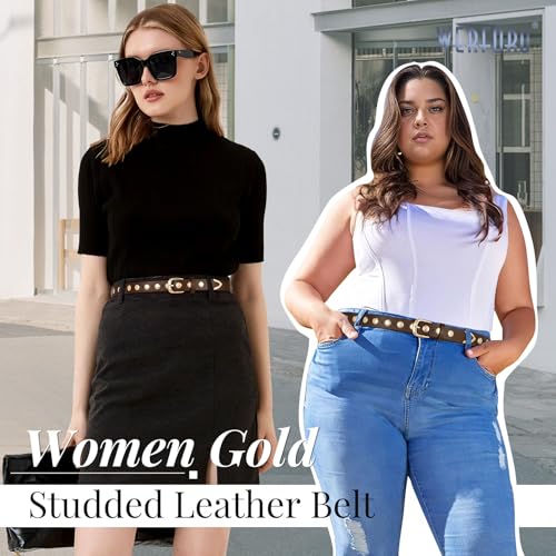 WERFORU Women Studded Leather Belt