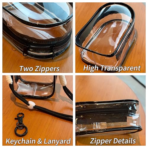 Image of Clear Figure Display Bag with Keychain and Lanyard, Protective Doll Case, 15cm /5.91in Crossbody Doll Storage Bag