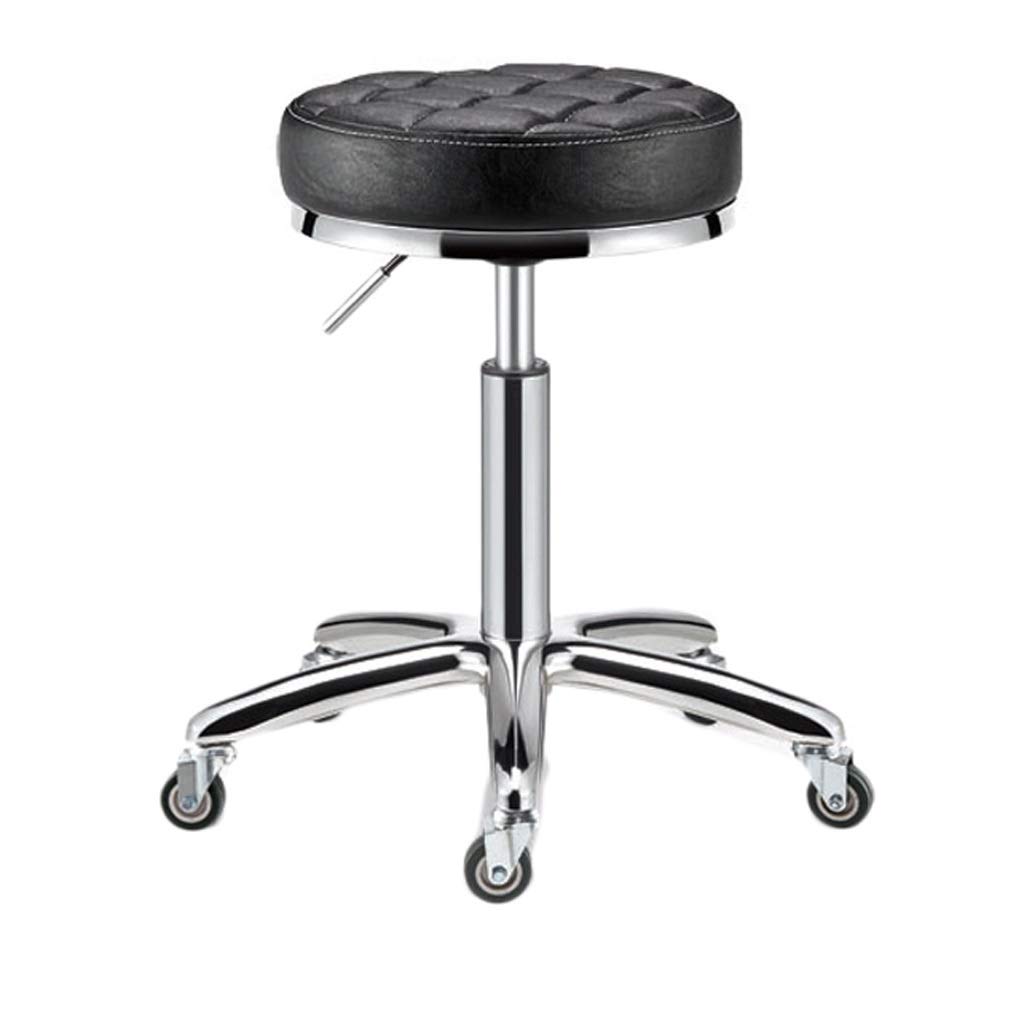 Stołek fryzjerski, specjalny stołek koła pasowego do salonów kosmetycznych, fryzjerstwo fryzjerskie, manicure, stołek do cięcia włosów Stołek piękności (Color : Black)