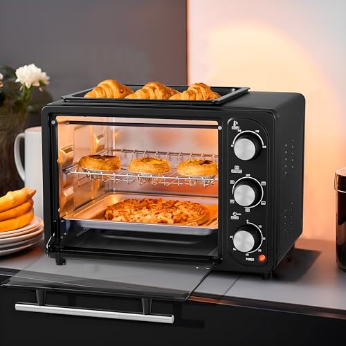 3in1 Mini Backofen 20 Liter mit Konvektion inkl. Warmhalteplatte | 2 Backbleche + Grillrost | Minibackofen | Pizza-Ofen | zuschaltbare Umluft | abnehmbare Grillplatte | 60 min.Timer | 1300W – Bild 2
