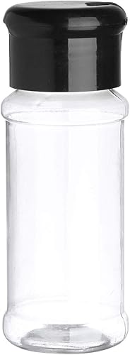 Miniatura 2 de Aislor Paquete de 10 frascos de plástico para especias de 3.4 fl oz con tapa negra, perfectos para almacenar especias, hierbas y polvos, color