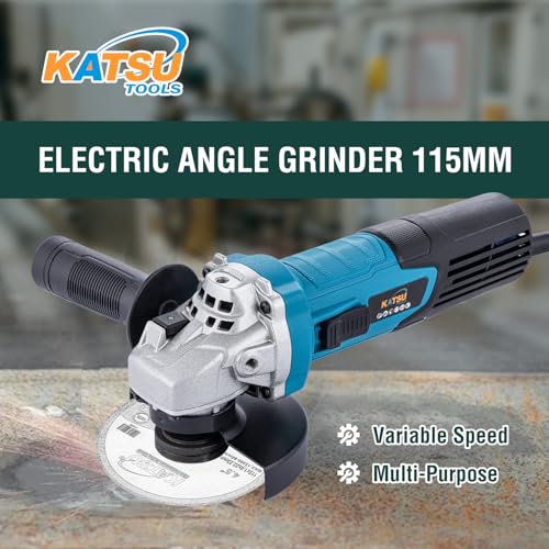 KATSU Tools Corded Angle Grinder 115mm 750W, Slim Body, Variable Speed, for Masonry Concrete Tile Metal Steel Grinding Polishing 100186 - Image 3