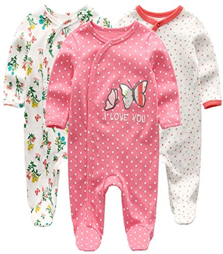 Chamie Śpioszki dla niemowląt, śpioszki z długim rękawem, bawełna, 0-3 m/3-6 m/6-9 m/9-12 m, 9-12 miesięcy