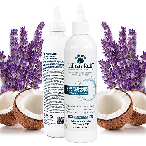 Lillian Ruff Ear Cleaner for Dogs and Otic Wax Solvent with Aloe - Coconut and Lavender Scent - Dissolve Wax and Eliminate Ear Odors with Tea Tree Oil and Bee Propolis - Safe for Sensitive Ears
