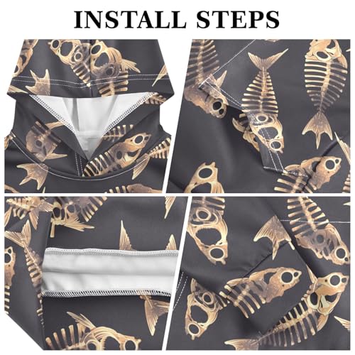KLL Dead Fish Skeletons Boys And Girls Sweatshirts Long Sleeve Hooded Pullover Shirts with Kangaroo Pocket3