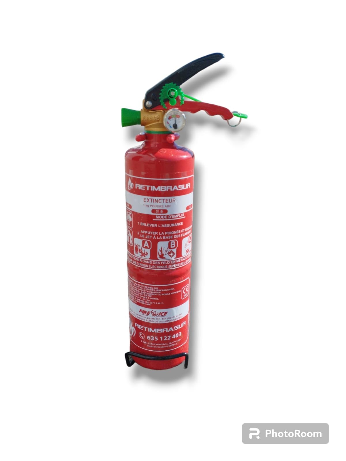 Estintore Universale a Polvere Secca con Capacita 1 Kg | Approvato | Rendimento 5A - 21B - C | Utile per Casa - Auto - Caravan - Moto - | Include supporto