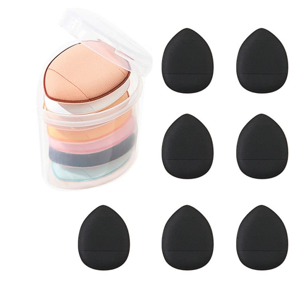 7pcs Mini Finger Puff Soft Makeup Sponge Dry Wet Dual-use Beauty Makeup Tool Thumb Air Cushion Puff for Foundation, Concealer, Eye Shadow(black)
