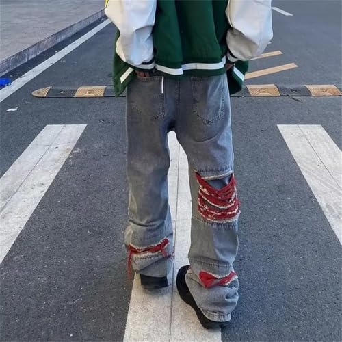 Men Y2K Streetwear Baggy Ripped Stacked Jeans Pants3