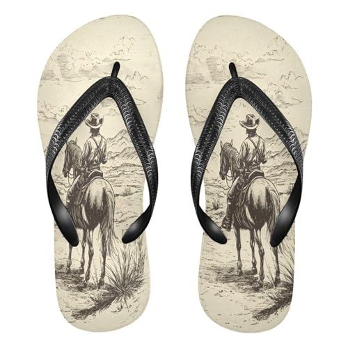 STAYTOP Vintage Desert Horse Riding Cowboy Flip Flops Sandals of Men's & Women's,Sandals Beach Slippers Shower Slides