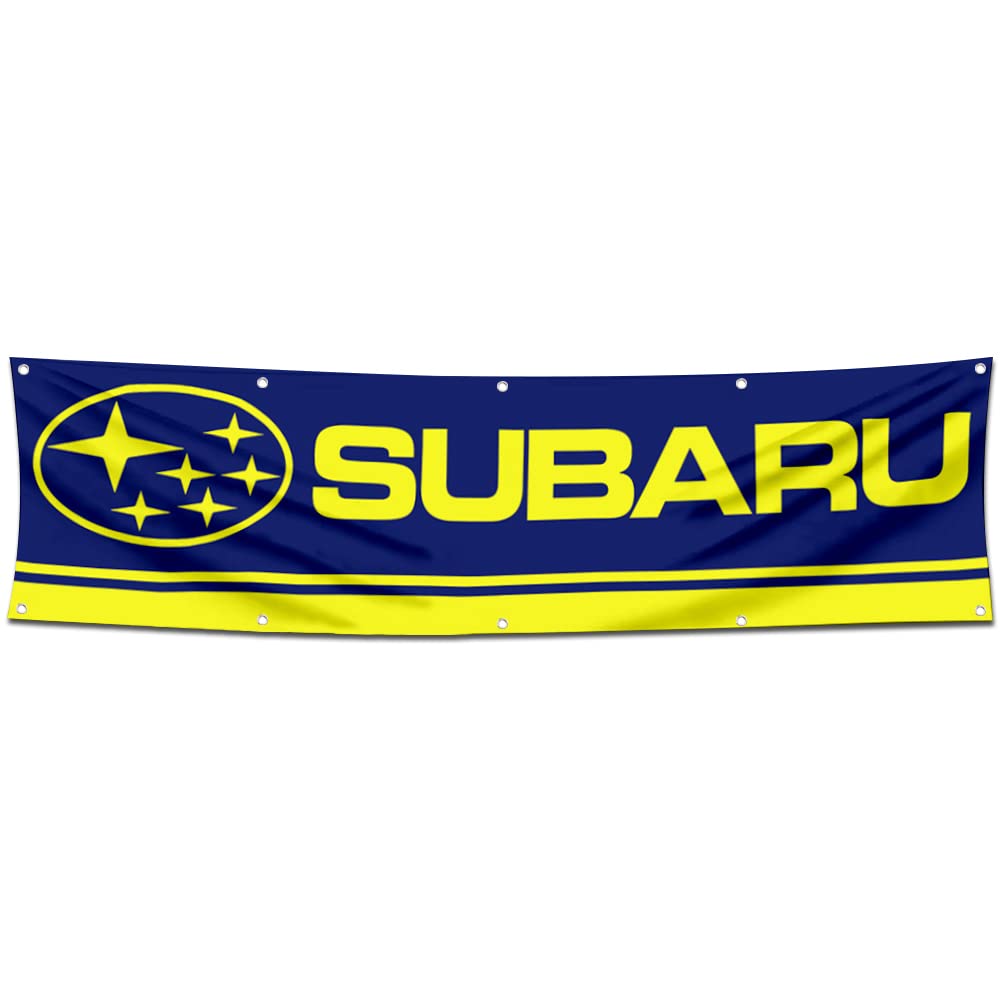 Hiuynn Car Motor Garage workshop Banner flag Work for Subarus Tecnicas Flag 2x8ft Garage Shop Wall Decor Flag yellow (blue)