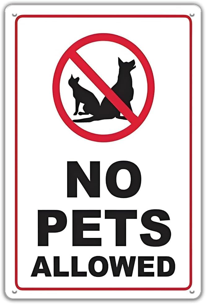 Letrero de 'No se admiten mascotas' para negocios y jardines. Letrero de 'No se admiten perros ni gatos' para bibliotecas, jardines, oficinas, centros comerciales, parques y lugares públicos. Alumini