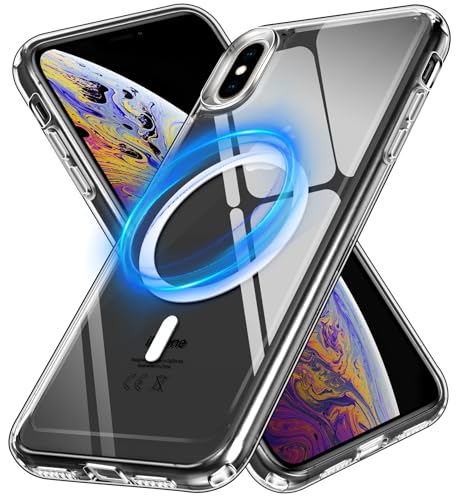 ivoler Clara Funda Magnética para iPhone XS y iPhone X 5.8 Pulgadas, Compatible con MagSafe, [Anti-Amarillo] [Protección Militar] Carcasa Bumper Teléfono Antigolpes Transparente Anti-Choques Case