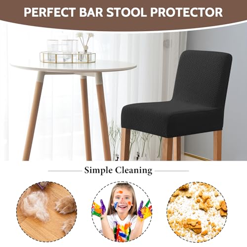 Image of FUANGUI Bar Stool Covers Set of 4, Stretch Bar Stool Seat Covers | Washable Removable Bar Chair Covers with Backs Slipcovers, Bar Chair Covers Square for Kitchen Dining Room Cafe