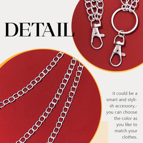 Punk Layered Pants Chain Belt Silver Y2k Layered Wallet Jean Chains for Women and Men4