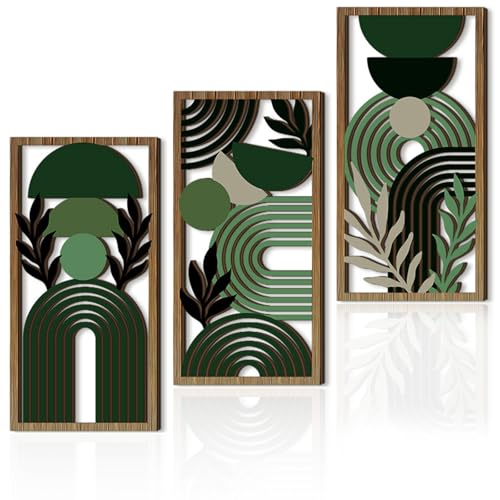 Décor mural en bois géométrique vert pour habiller un mur vide