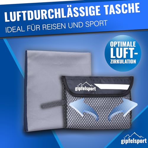 gipfelsport Mikrofaser Handtuch - Microfaser Handtücher Set, Strandtuch, Badetuch I groß, schnelltrocknend I für Sport, Beach, Reise, Outdoor, Camping I leicht, dünn, klein I 200x90cm I Grau
