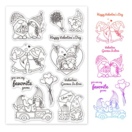 GLOBLELAND día de San Valentín Pareja Enana Sello Transparente de Silicona Sellos Transparentes de Goma para Hacer Tarjetas DIY Decoración de Álbum de Recortes Cover