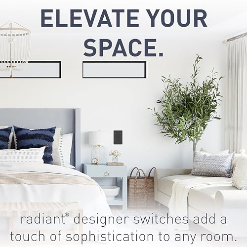 Image of Legrand radiant TM870GCC10 15 Amp Rocker Wall Switch, Single Pole Decorator Light Switches, Graphite (1 Count)
