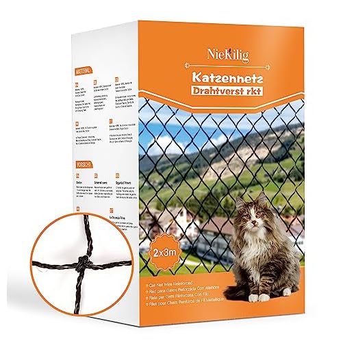 NieKilig Katzennetz für Balkone Drahtverstärktes, Katzengitter Fenster ohne Bohren, Katzenschutznetz für Terrassen, Fenster, Oberlichter, Türen, Zäune (2x3m)