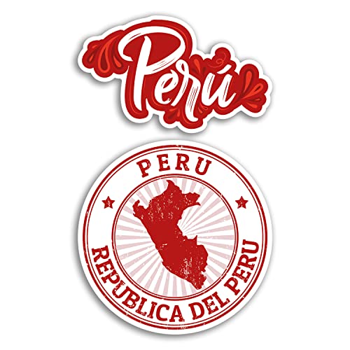 2 pegatinas de vinilo de Perú de 10 cm de ancho – lugares de interés de la ciudad para viajes, aventura, viajes, mapa, bandera, país, álbum de recortes, regalo #78745