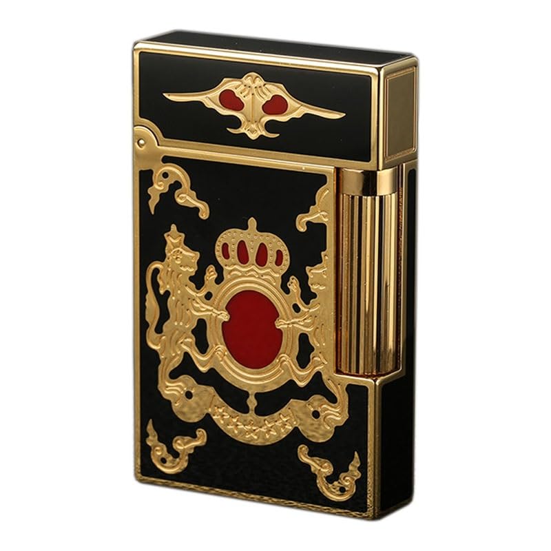 Classic Flip-Top Side-Slide Ignition Soft Flame Lighter Vintage Copper Flip Sound Lighter Metal Hand Engraved Pattern Butane Refillable