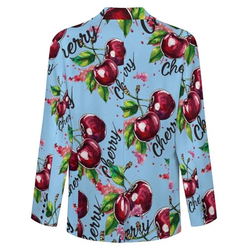 Cute Cherryes Men's Suits Dress Business Formal Suit Print Jackets Coat for Wedding Party 5