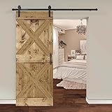 5-in-1 Design 30inx84in DIY Assembly Sliding Wood Barn Door with Hardware & Handle Included, Easy Install, Apply to Interior Rooms & Storage Closet, Unfinished